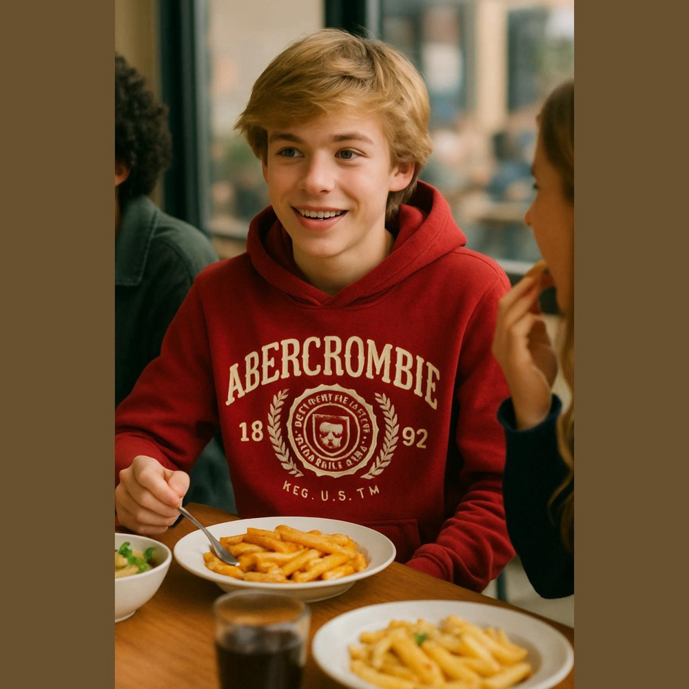 Boys Abercrombie Kids Red & White Hoodie Sweatshirt Size 15/16